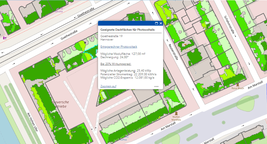 Solarkataster Beispiel - Klimaschutzagentur Region Hannover